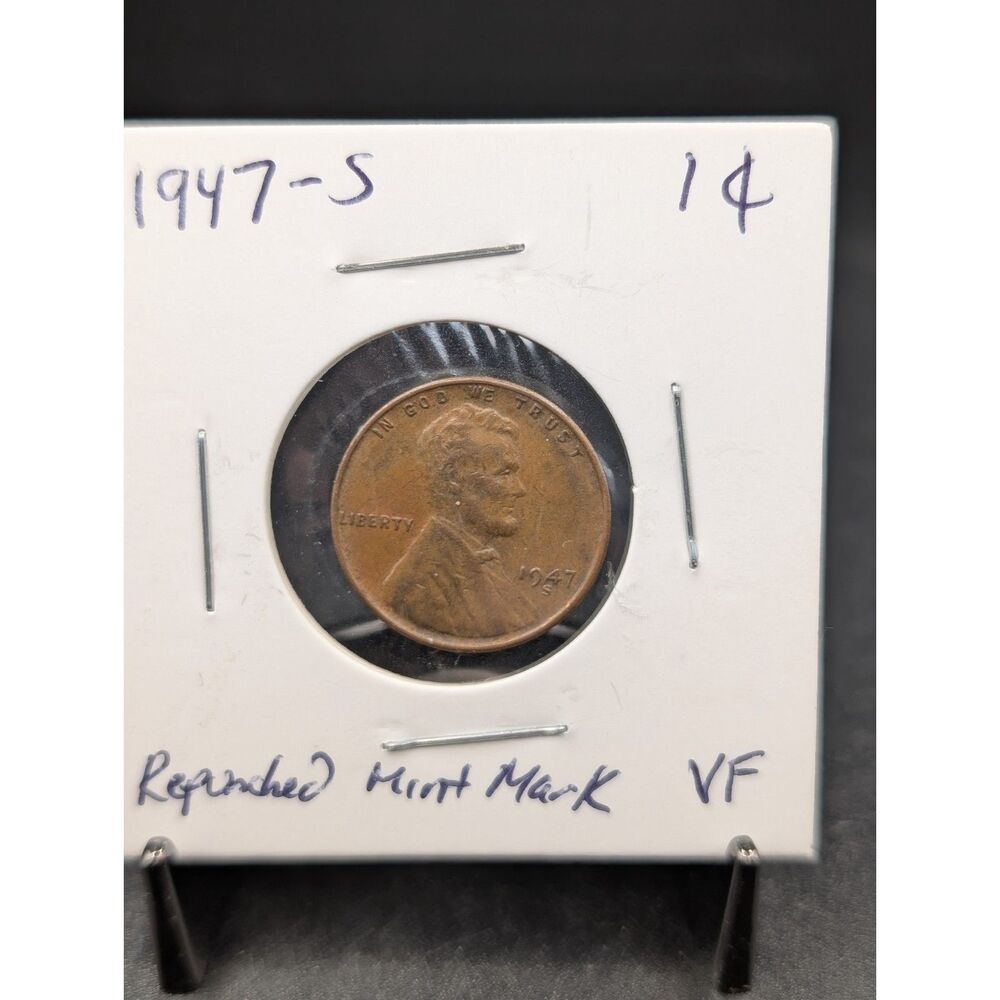 1947 S Lincoln Wheat Cent Repunched Mint Mark RPM S over S Penny